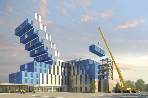 MMC construction crane building apartments