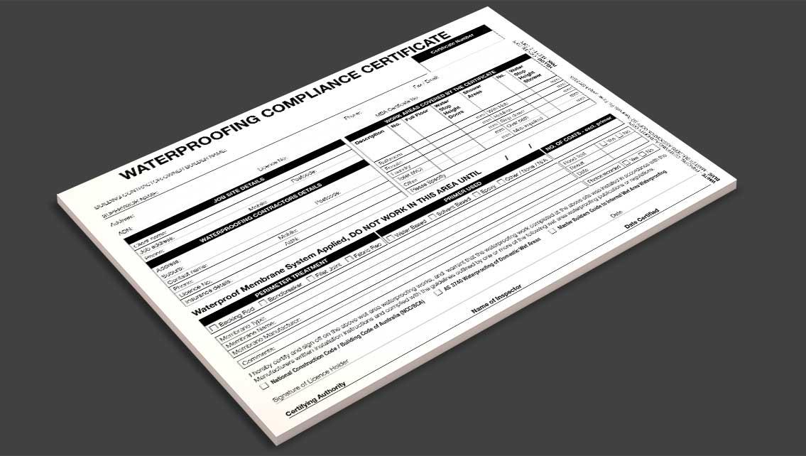 Waterproofing Compliance Certificate